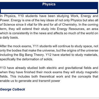 Physics Secondary
